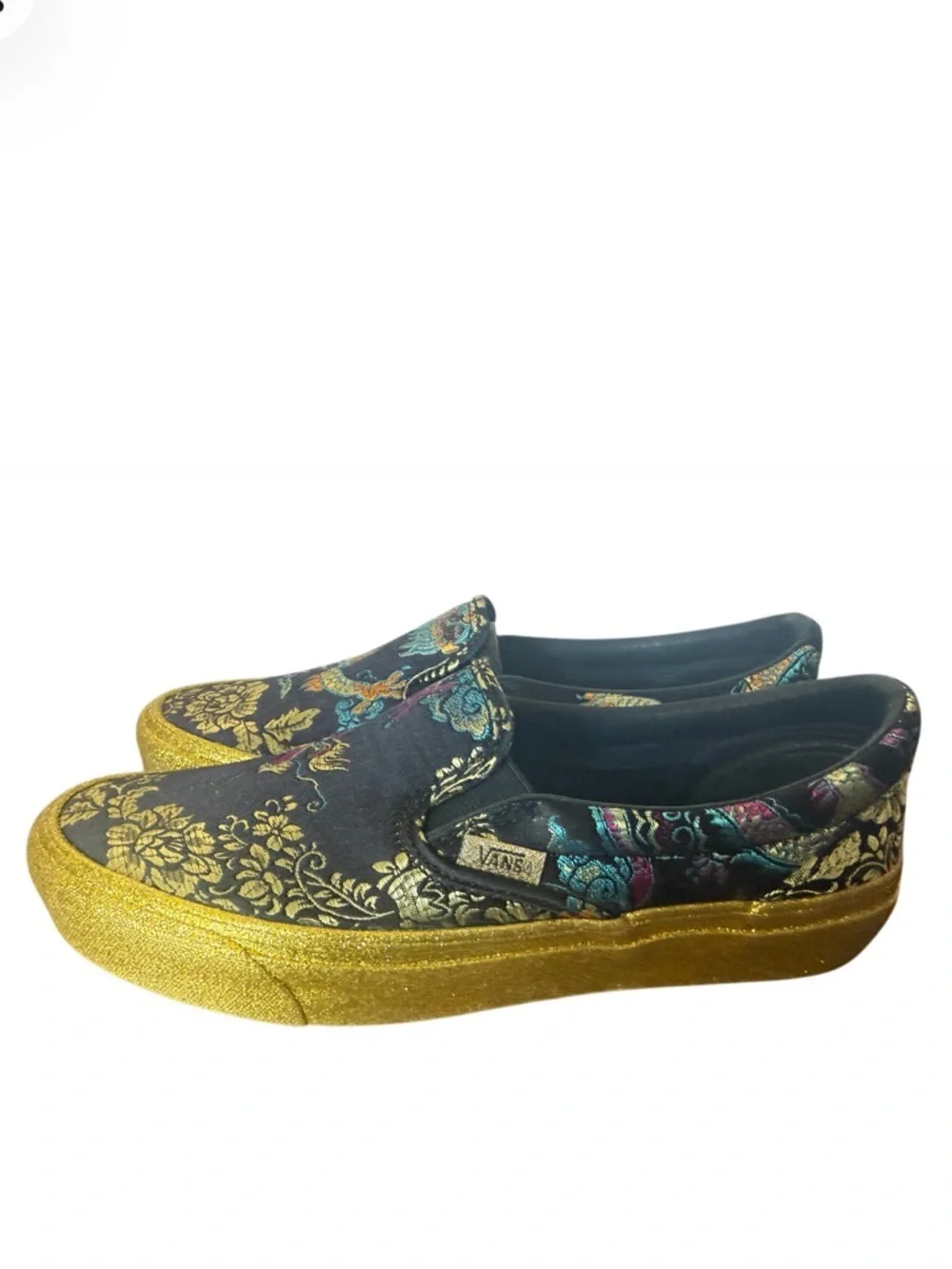 Vans Opening Ceremony x OG Black Slip-On w Gold Glitter Platform -Size 7.5 women